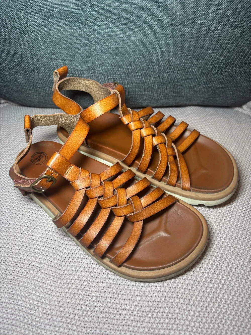 wonder nation Tan Braided Gladiator Sandals